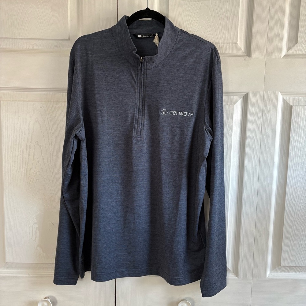 Travis Mathew Havasu 2.0 Quarter Zip Vintage Indigo Blue Black L‎ Golf Eco Light